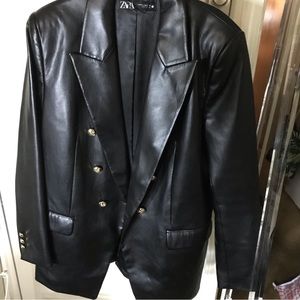 Zara Faux Leather Blazer
